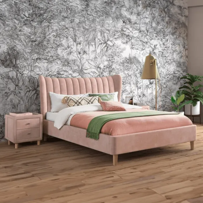 Knox Pink Velvet Bed