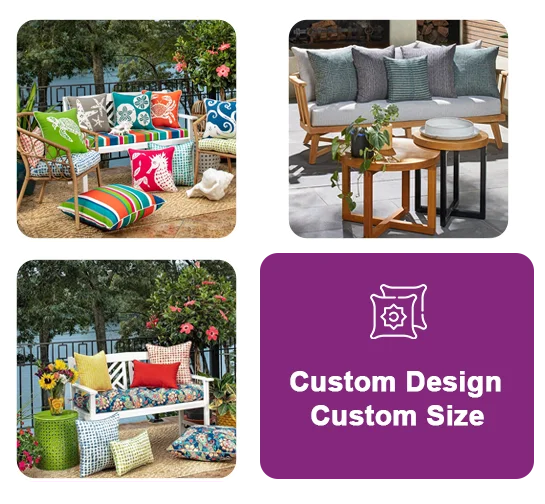 Custom design and size cushions for outdoor space