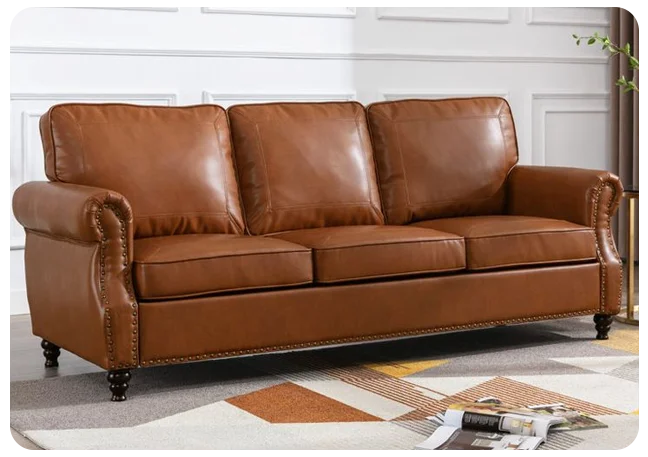 3 seater leather upholsterd sofa
