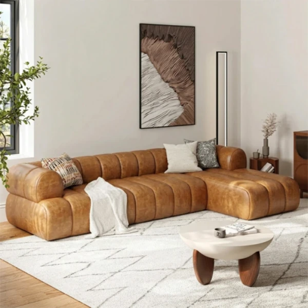 L shape Leather Upholstery Sofa