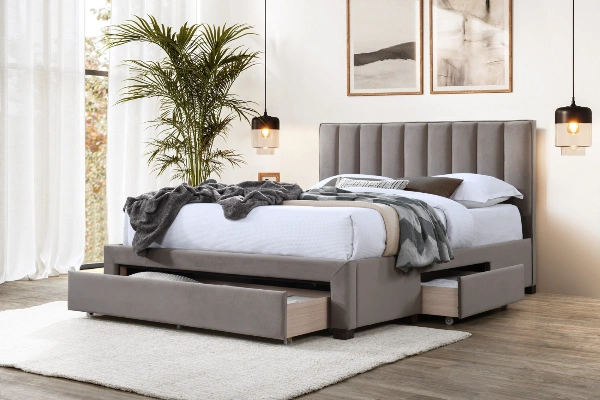 Storage upholstered bed in Dubai apartment