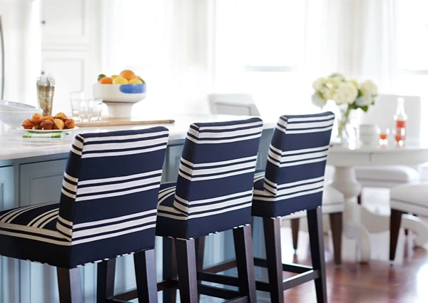Navy blue sunbrella fabric upholstery